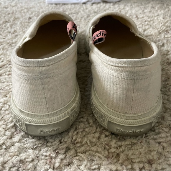 Acne Studios Off-White Canvas Slip On Sneakers - Picture 8 of 10